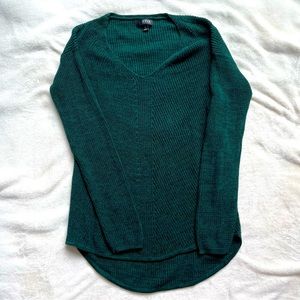 A.n.a Green V Neck Hi-lo Knit Sweater, Small